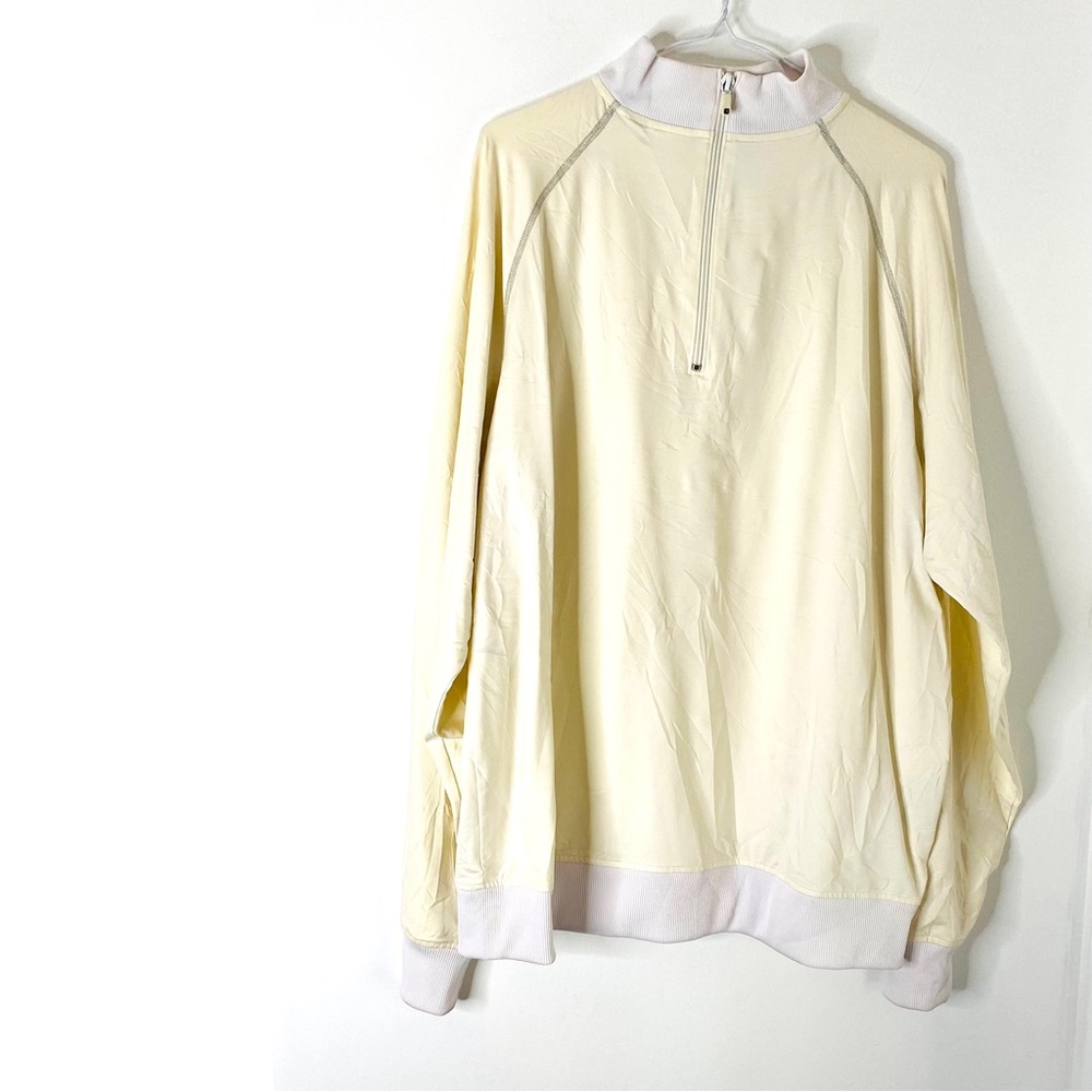 FootJoy Golf 1/4 Zip Pullover Ribbed Trim Performance Top Cream White